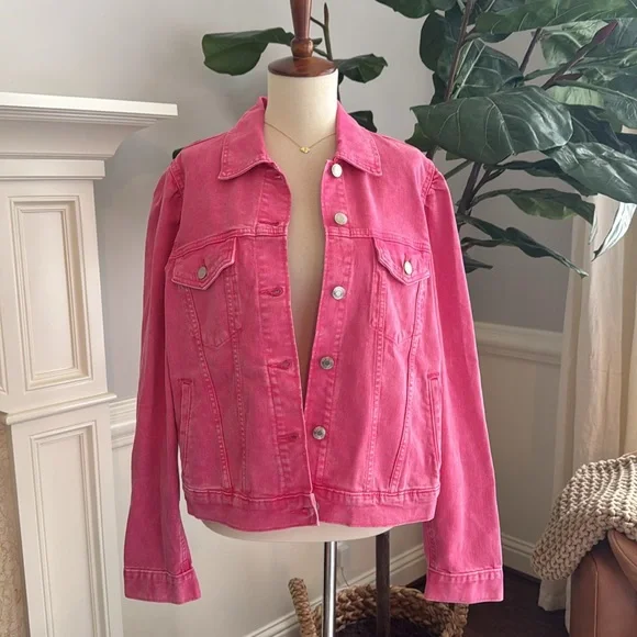 Gap x Barbie Icon Pink Denim Puff Sleeve Jean Jacket